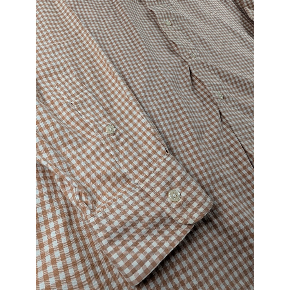Ralph Lauren Mens XL Classic Fit Tan Gingham Plaid Button Down Shirt Long Sleeve - Picture 7 of 9